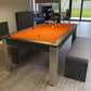 Grey pool table orange cloth large modern room