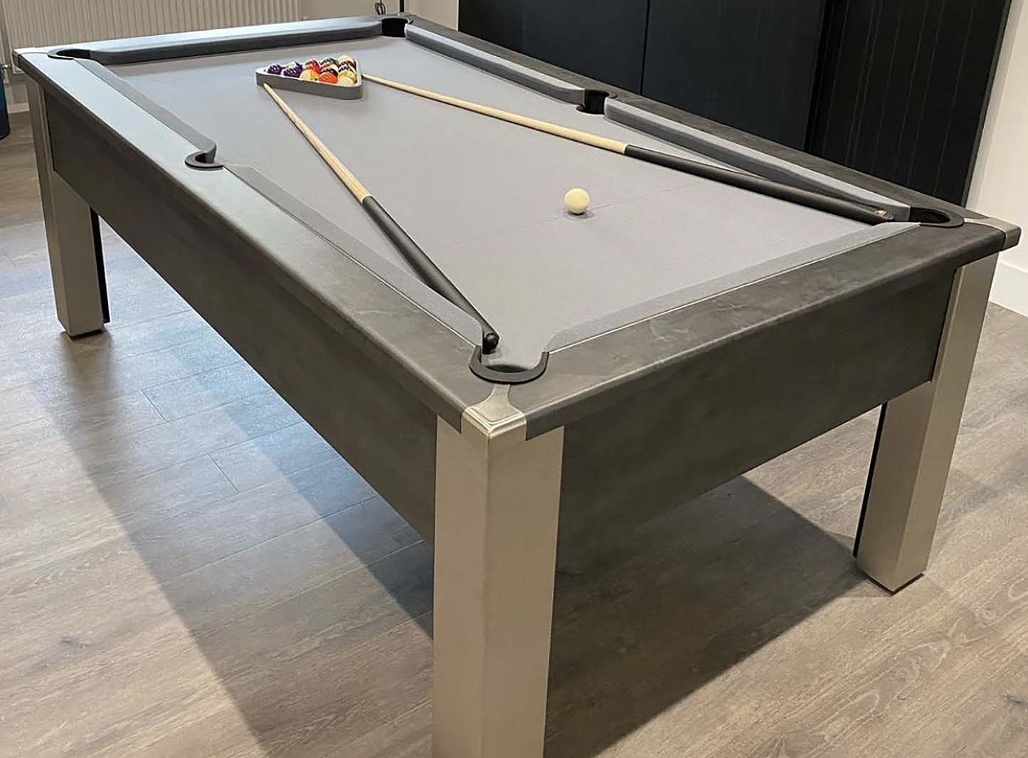 anthracite slate bed pool table two sizes spots stripes