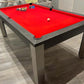 Red cloth and grey pool table