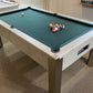 concrete style pool table with dark green cloth