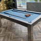 concrete pool light pastel blue cloth table dining top