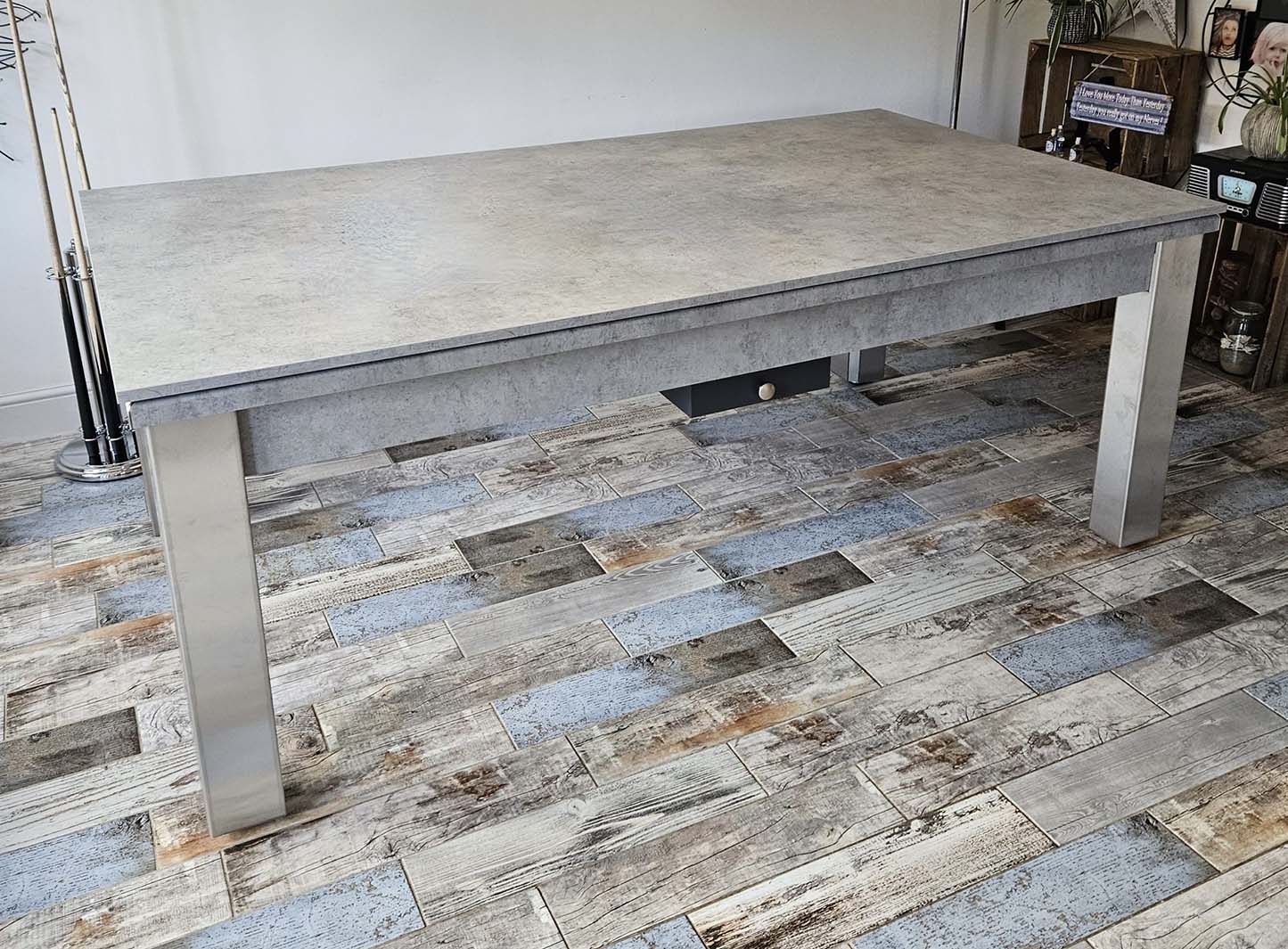 concrete pool table dining top conversion