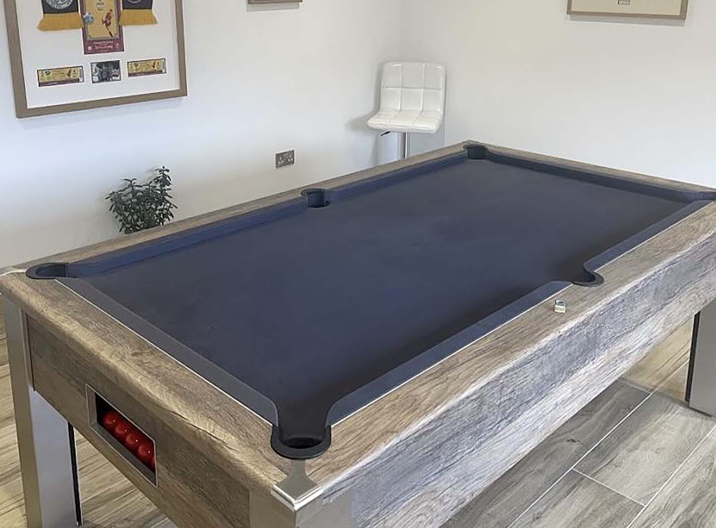 pool table room blue grey cloth