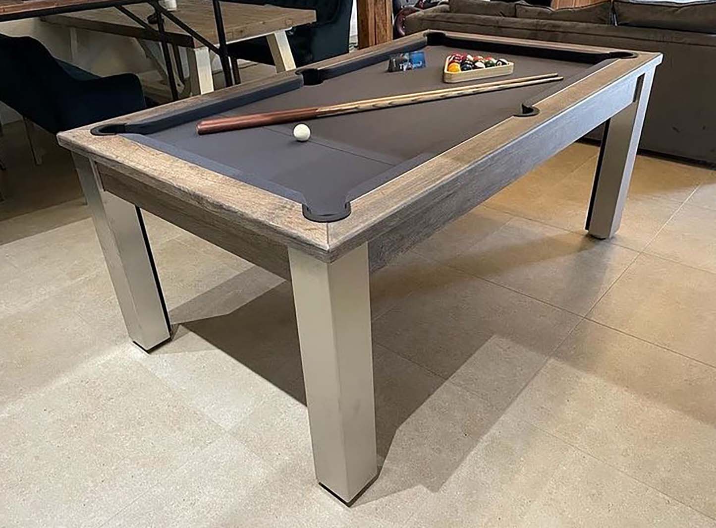 Dark grey cloth pool table