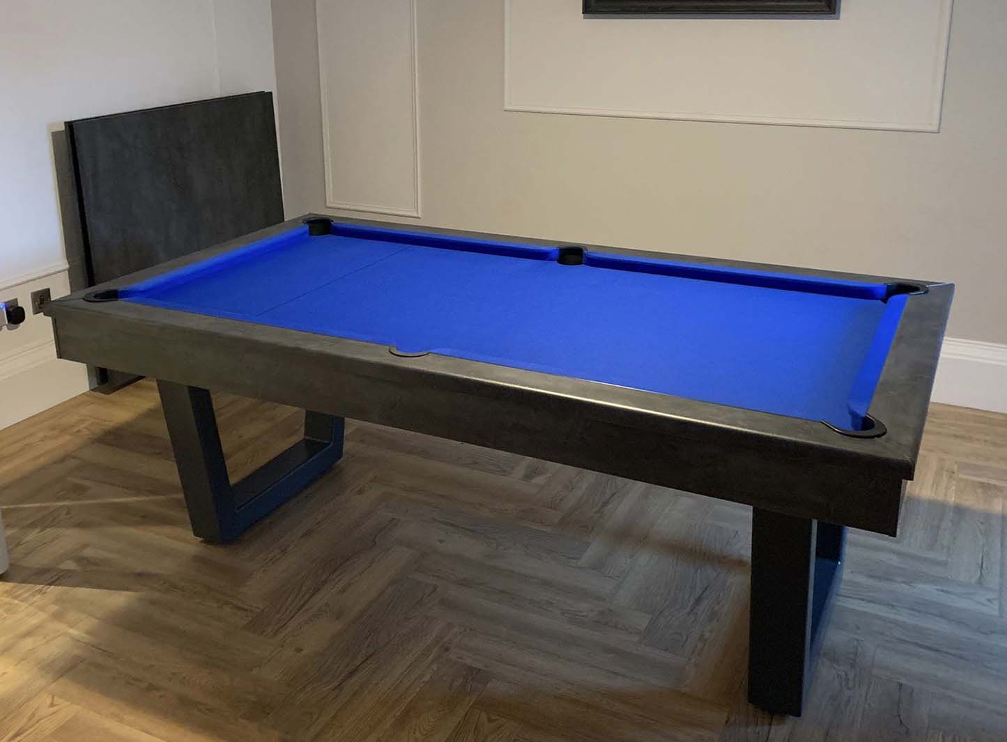 Slate bed pool dining table blue cloth