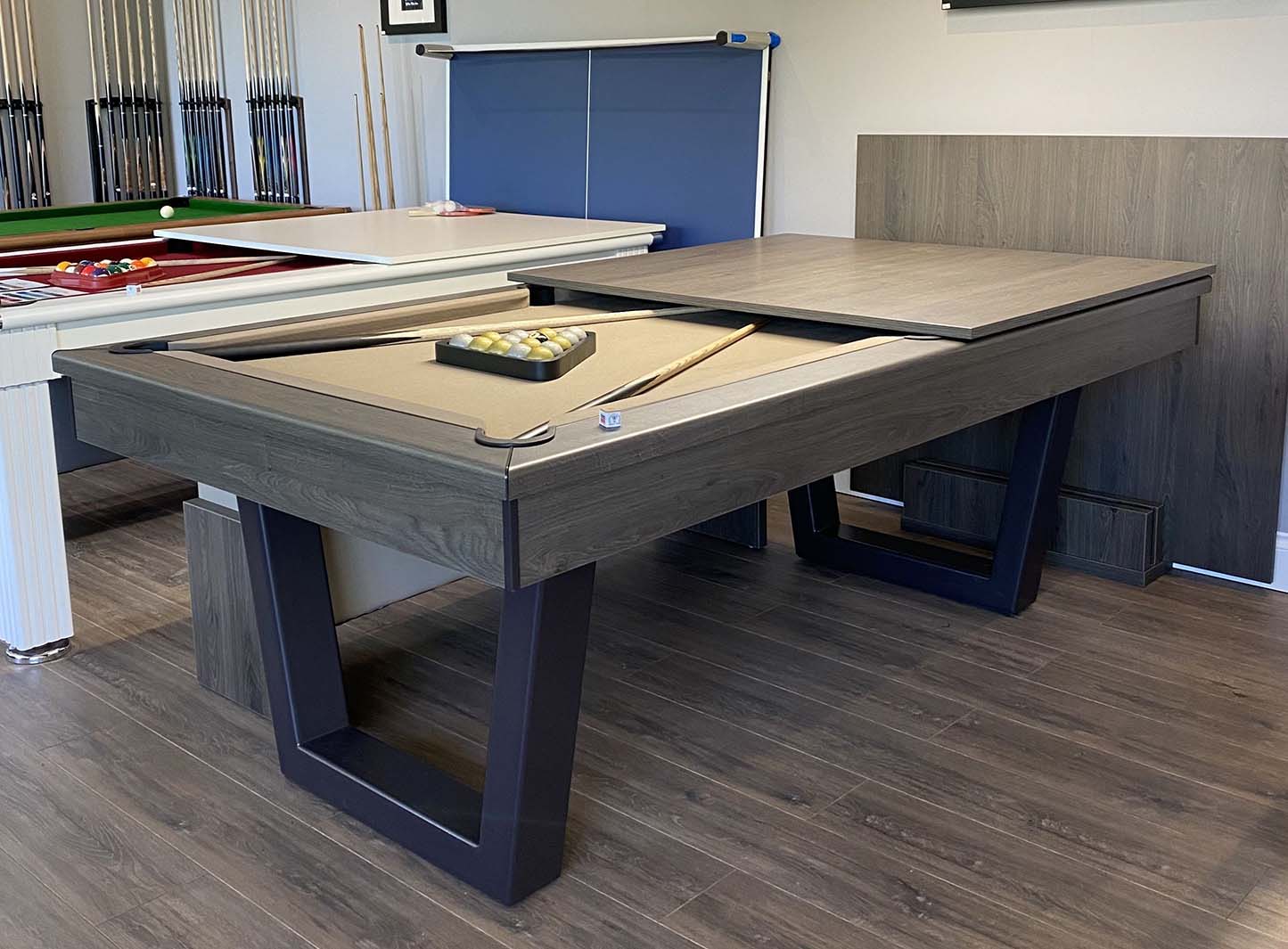 Slate bed pool dining table semi-covered