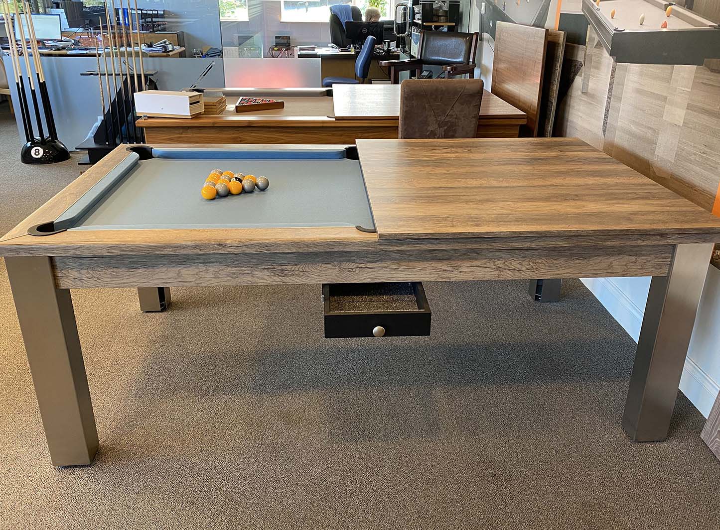 Slate bed pool dining table semi-covered