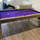 Purple cloth pool table