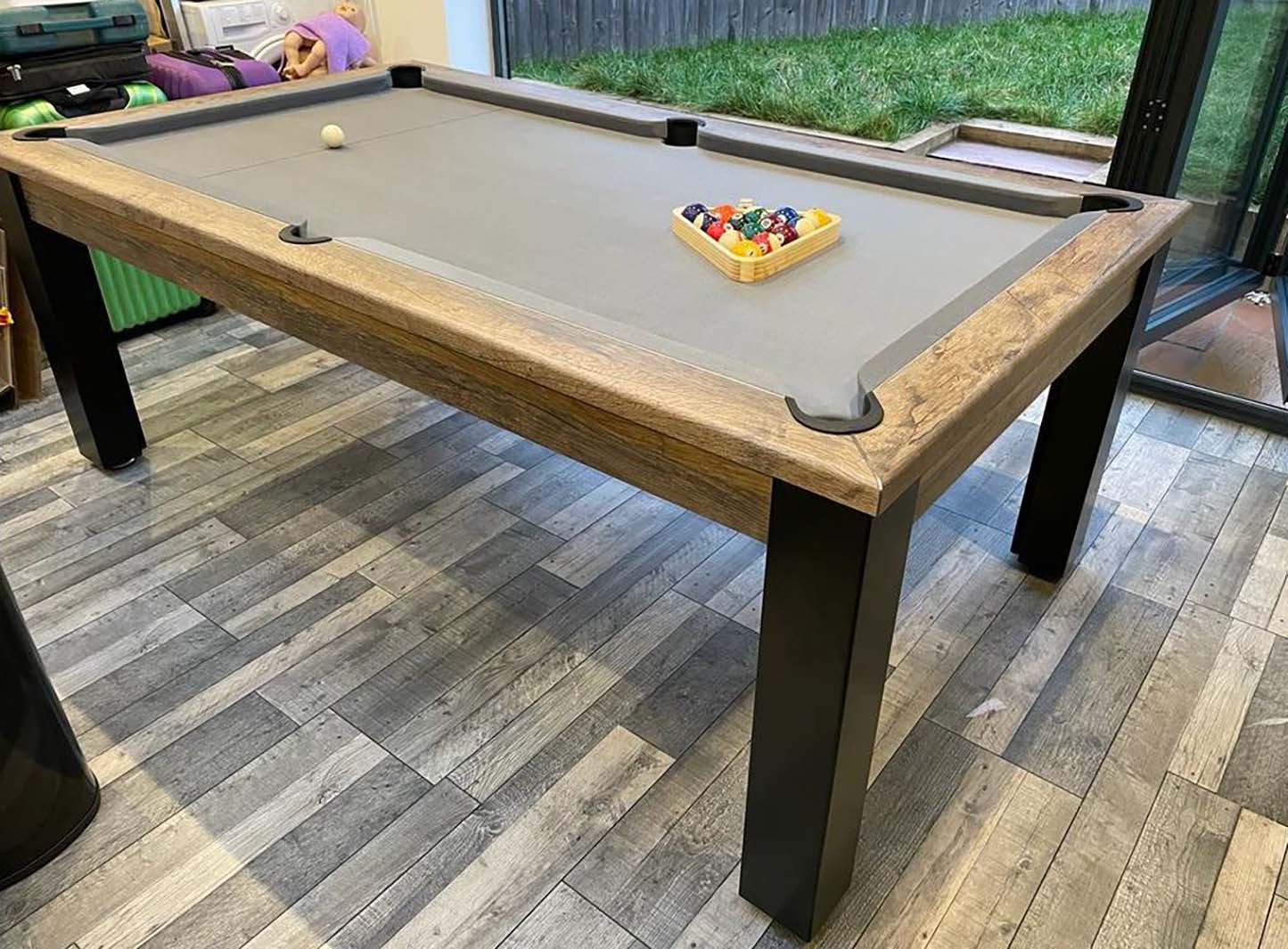 light grey felt pool table