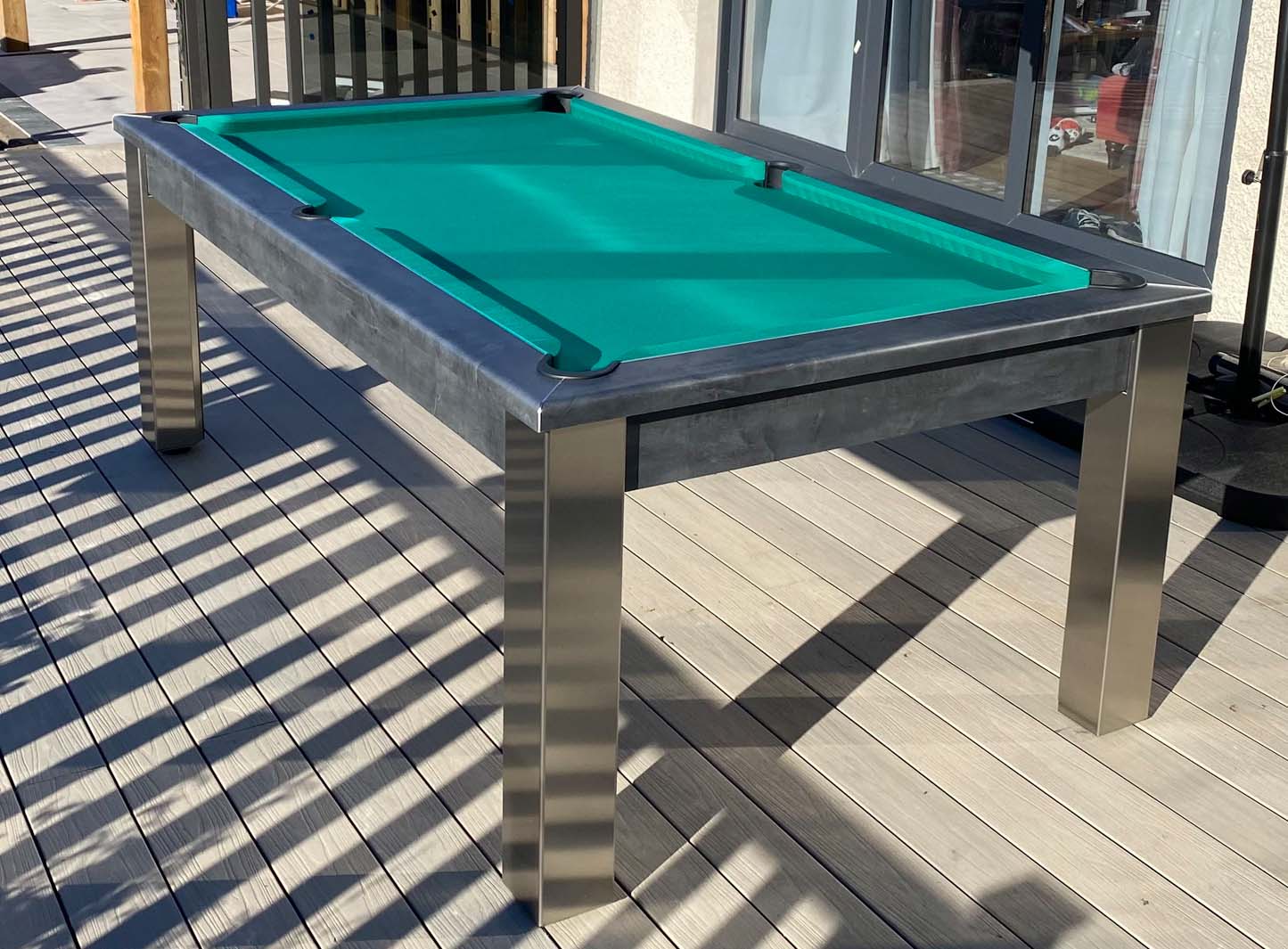 Elixir diner outdoor pool table purple greeb cloth