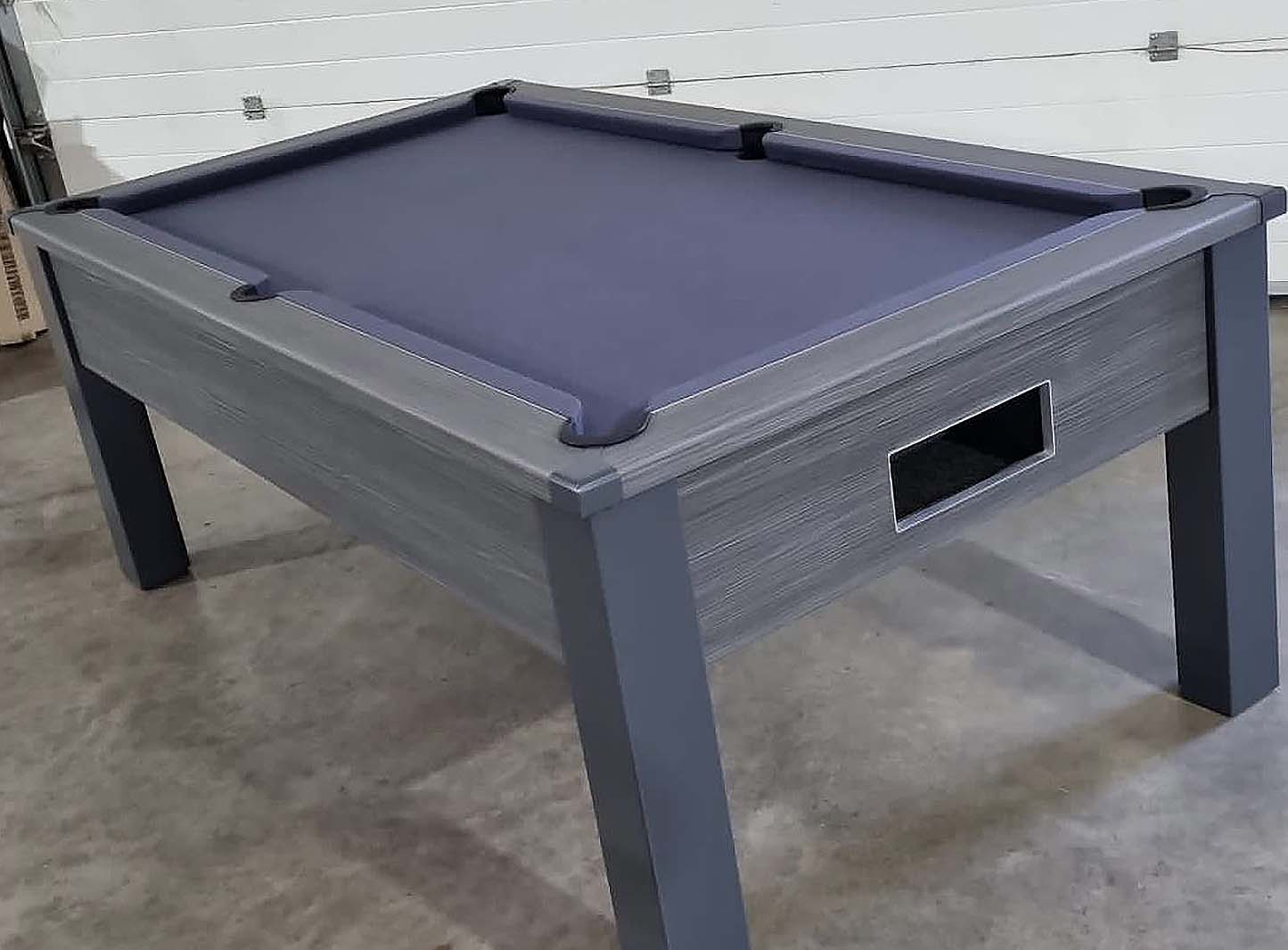 dark grey blue pool table