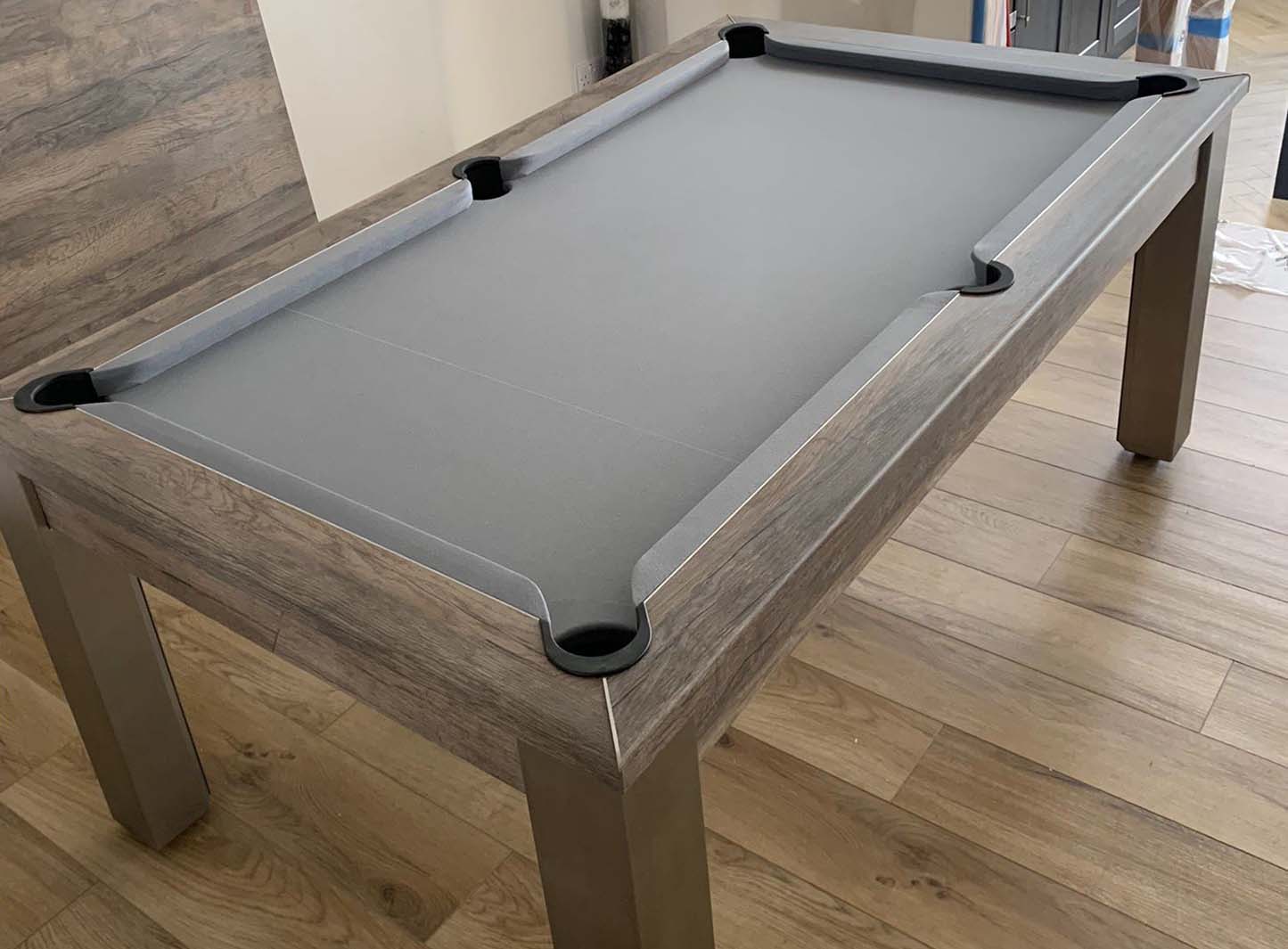 Grey cloth pool table