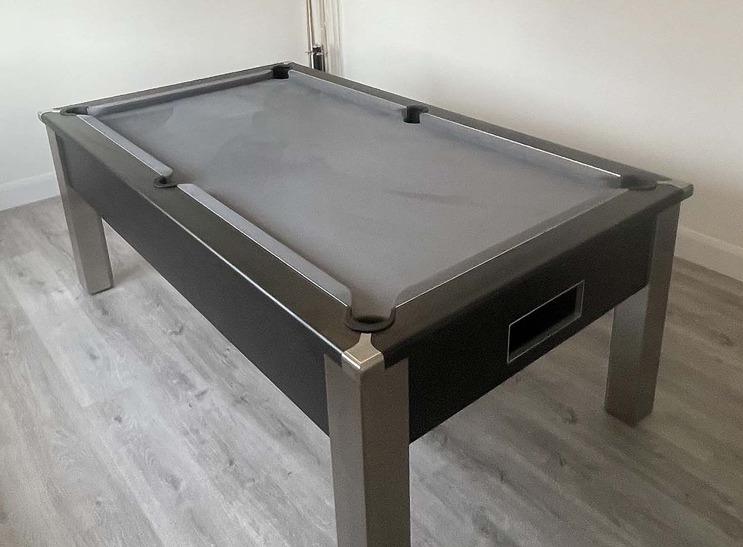 Shadow black framed pool table with mid grey cloth