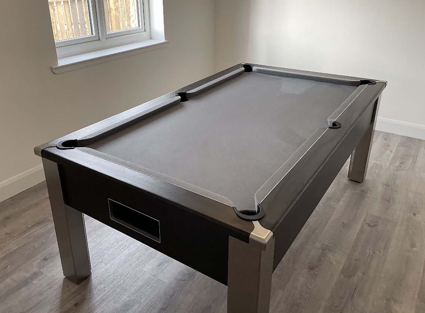 shadow black pool table with dark grey cloth