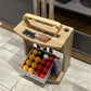 balls, cues and chalk stand natural in oak pool table accessory