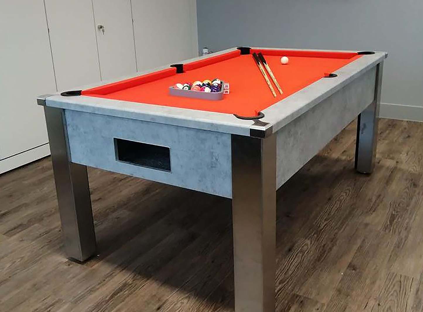 orange cloth pool table