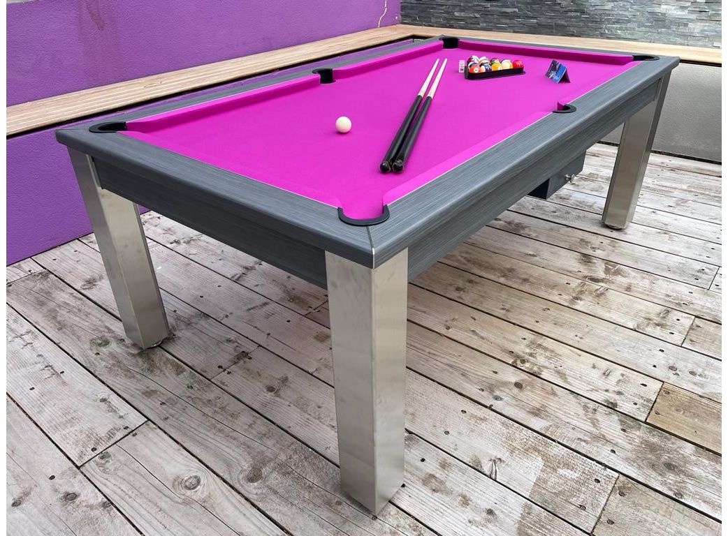 Elixir diner outdoor pool table purple pink cloth