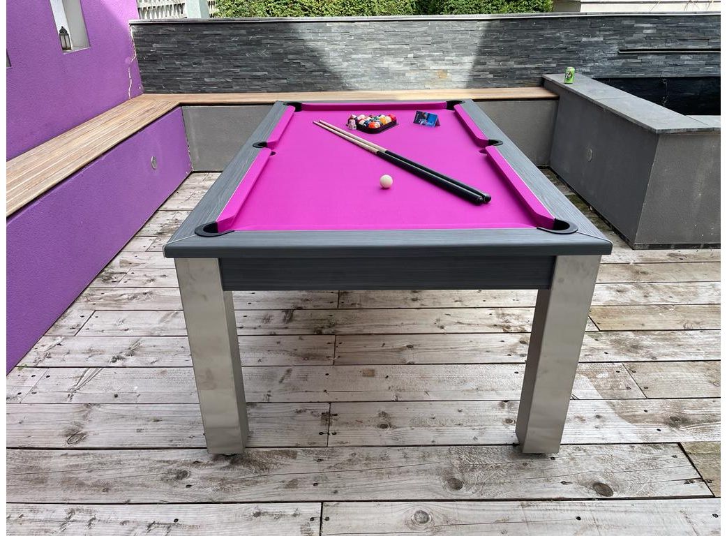 Elixir diner outdoor pool table purple pink cloth