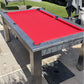 Red cloth outdoor pool table