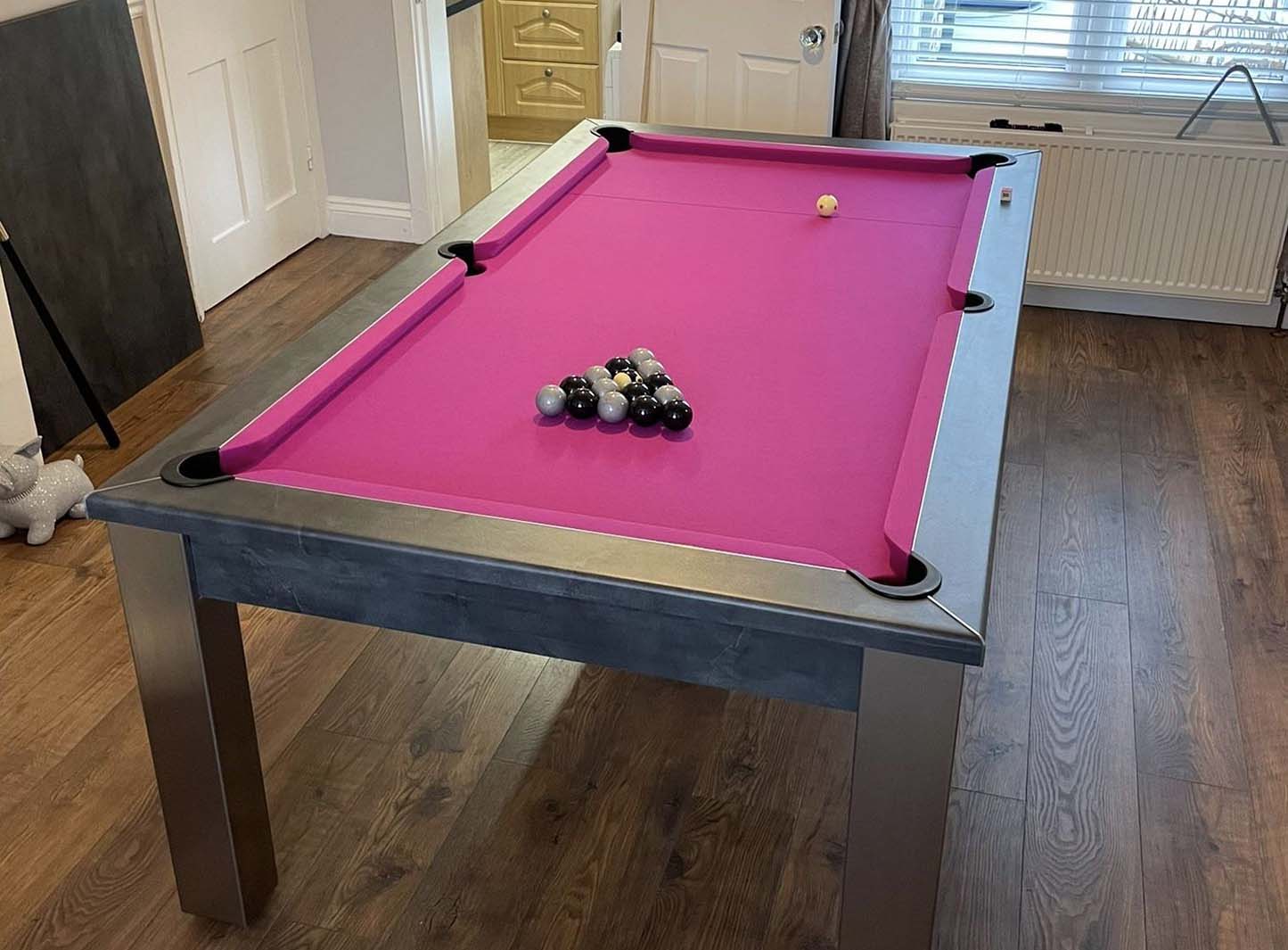 Cherry pool table cloth dark frame