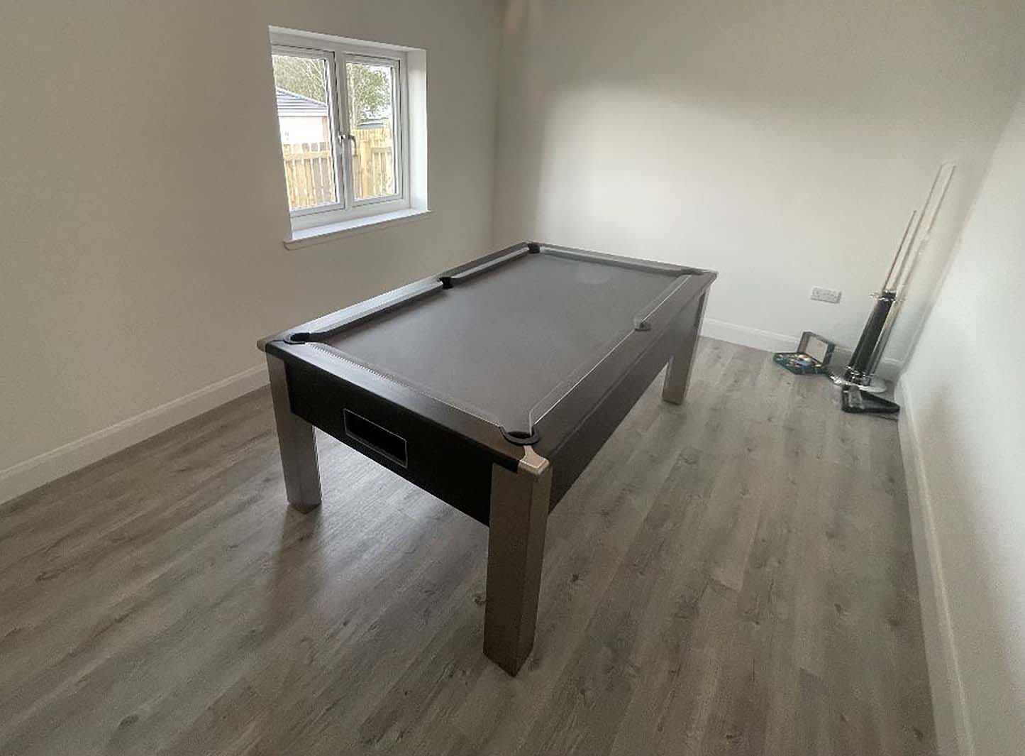 Games room pool table grey and black