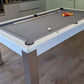 matt white frame pool table mid grey cloth yellow red balls