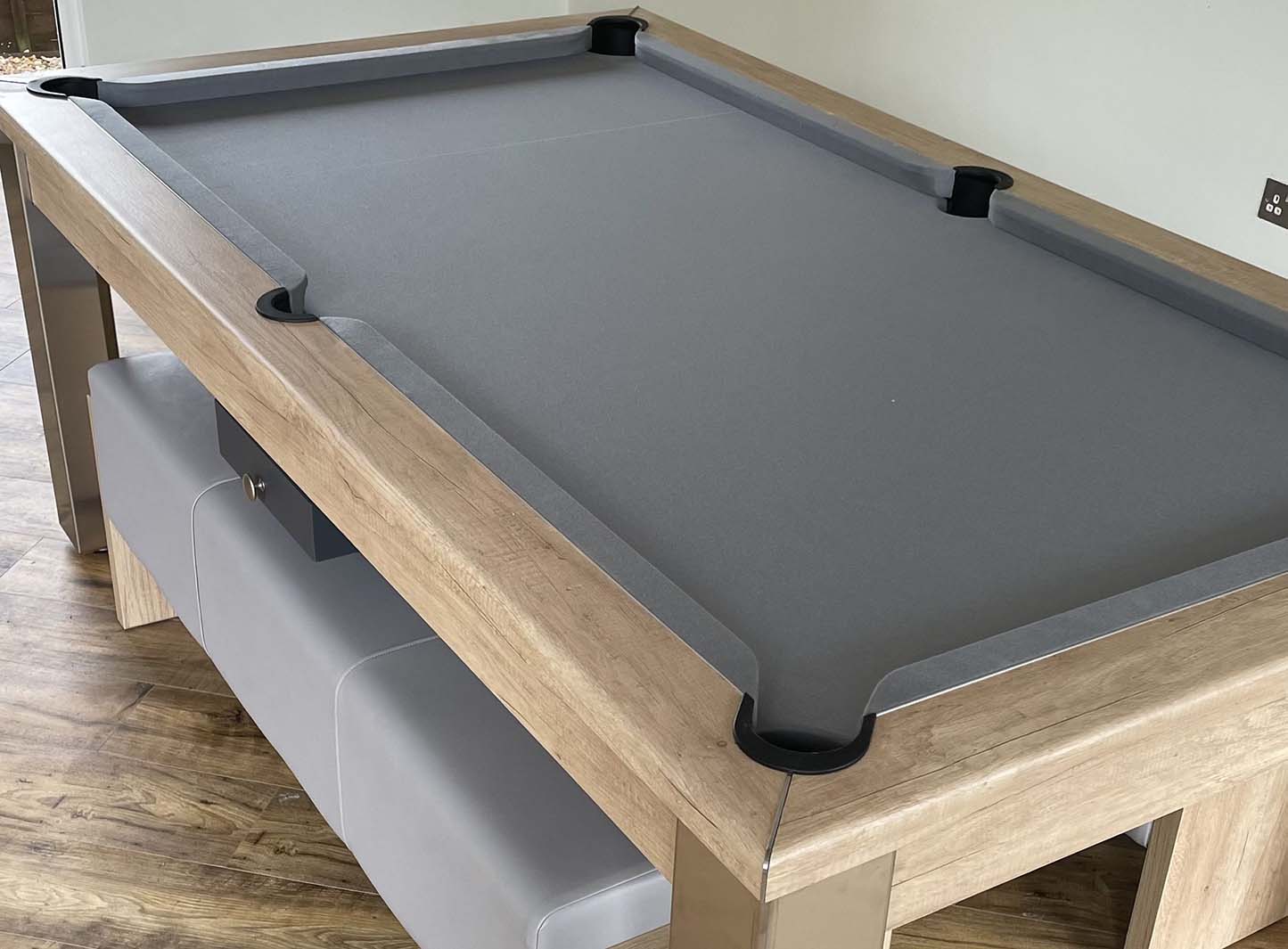 Pool table dining table cover and matching banches