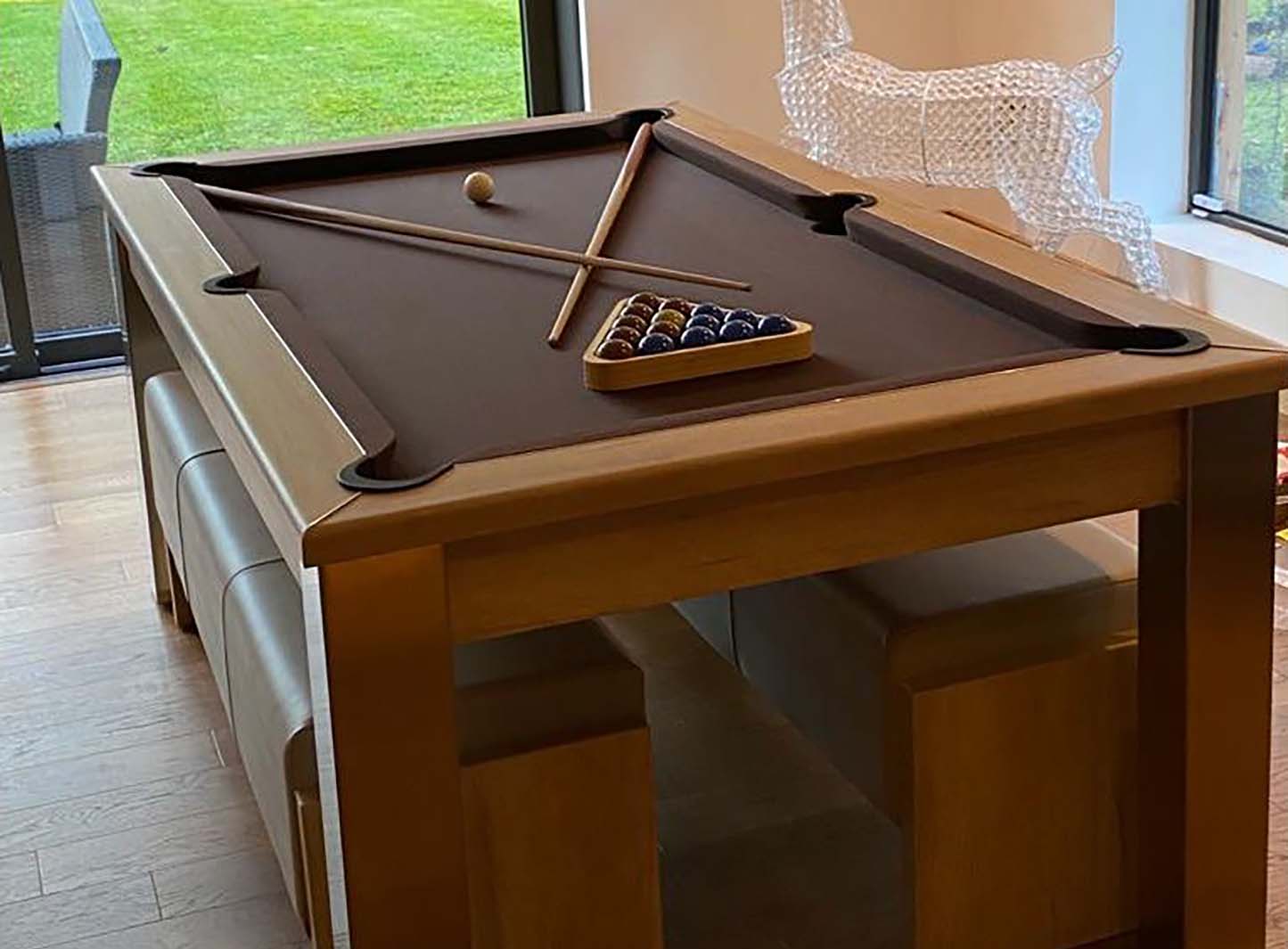 Brown cloth brown games room