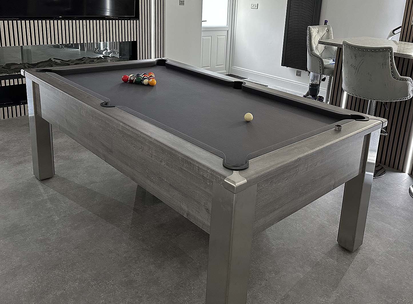 grey pool table spots and stripes balls grey games room