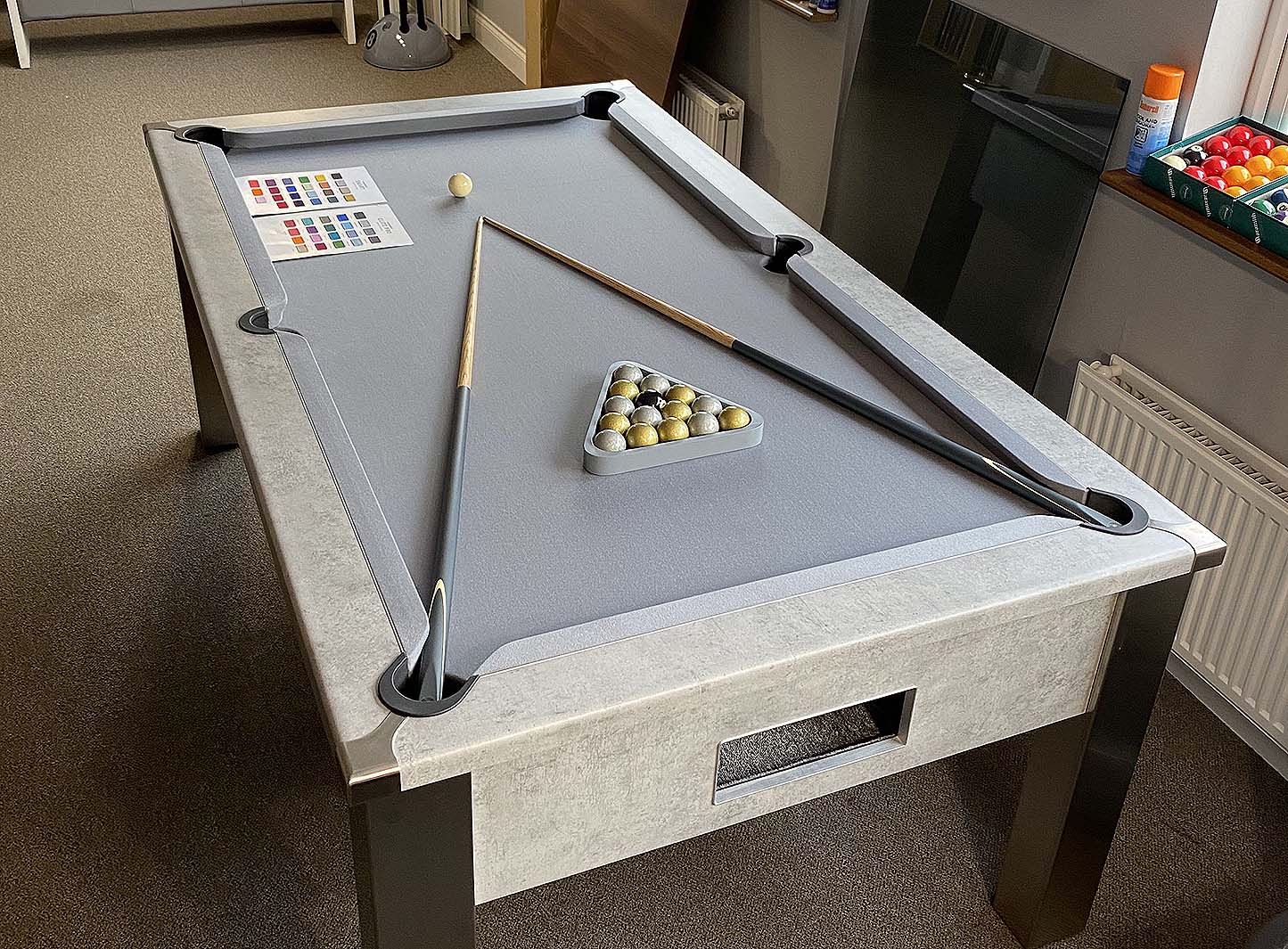 light grey pool table