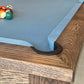 powder blue cloth elixir rustic black oak pool corner pocket spots stripes