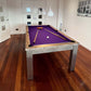 Pool table with purple cloth