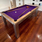 Purple cloth pool table