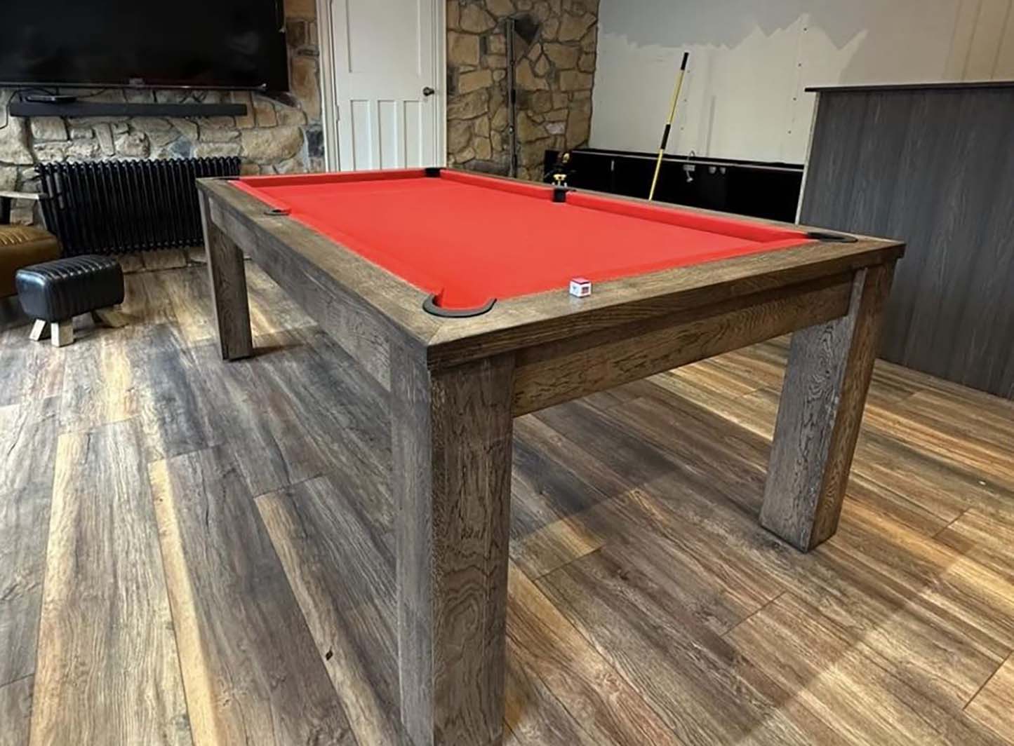 Rustic Black Oak Slate Bed Pool Dining red cloth