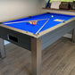 pool table with royal blue cloth