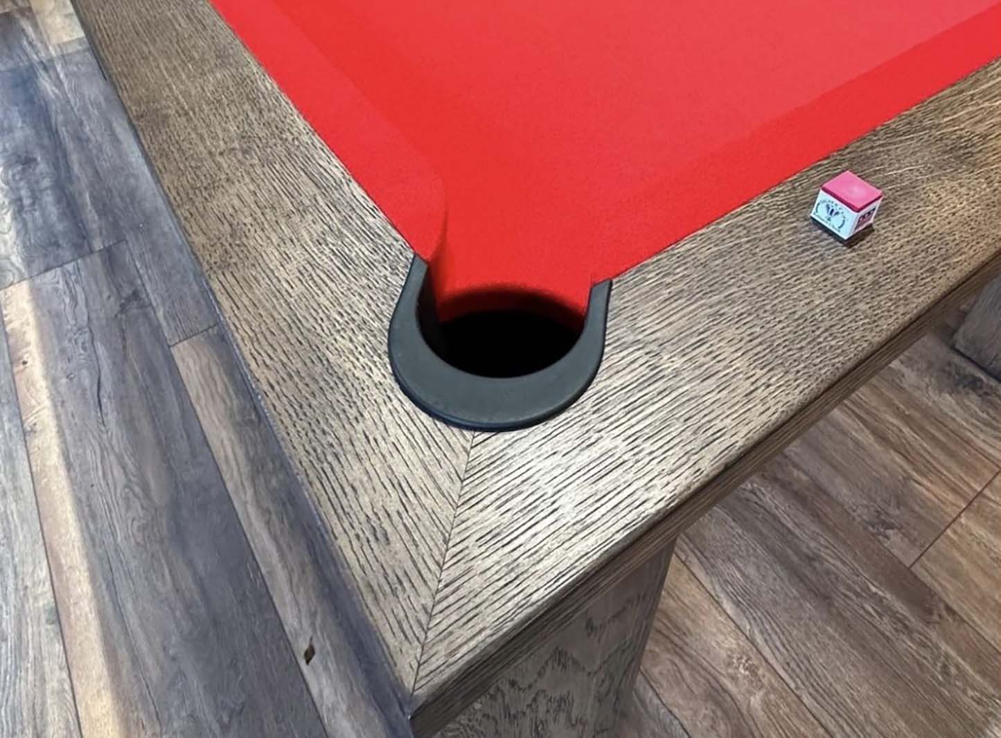 red felt corner pocket pool table