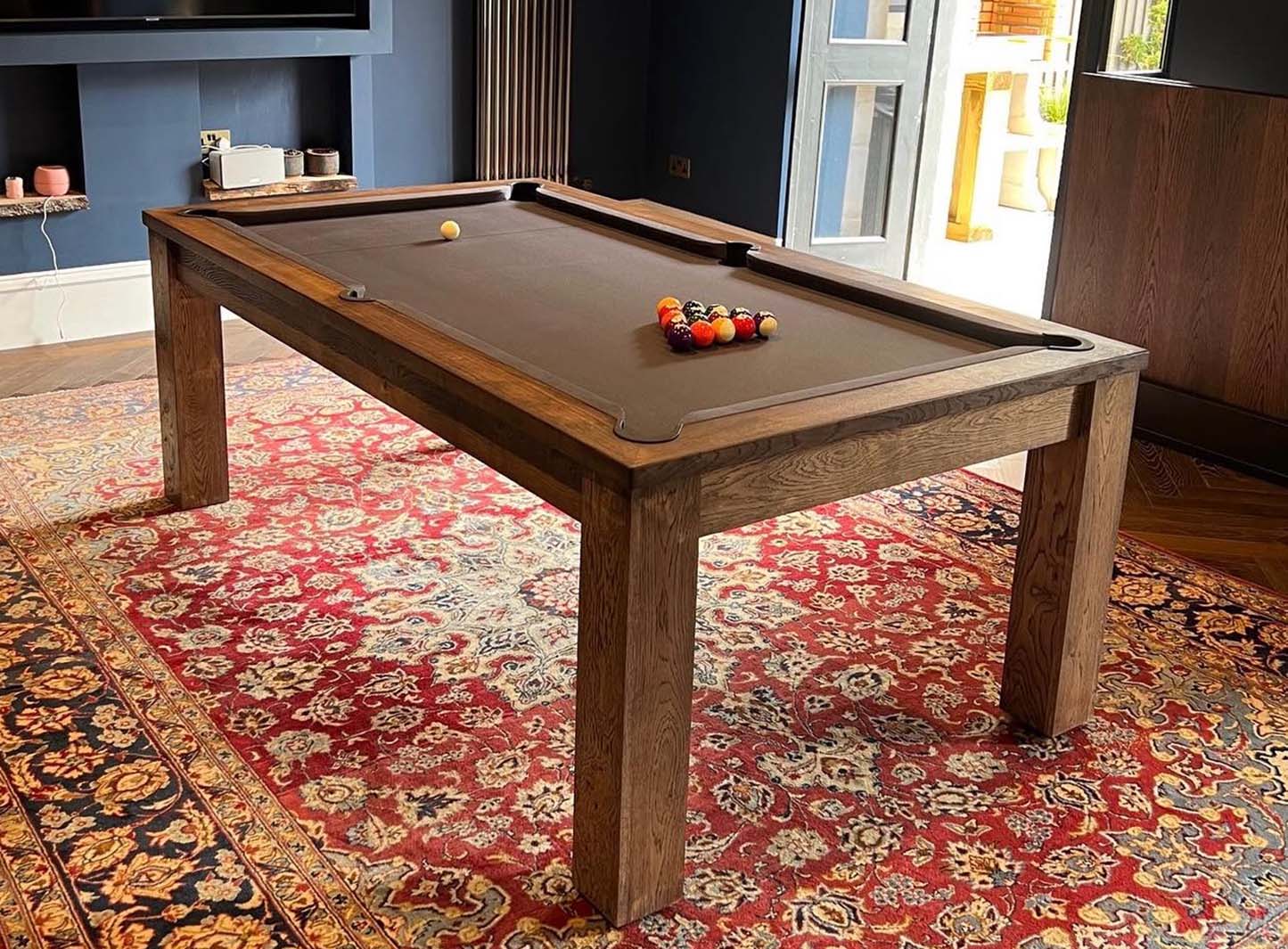 Rustic Black Oak Slate Bed Pool Dining Table, 6ft & 7ft