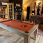 rustic games room with pool table