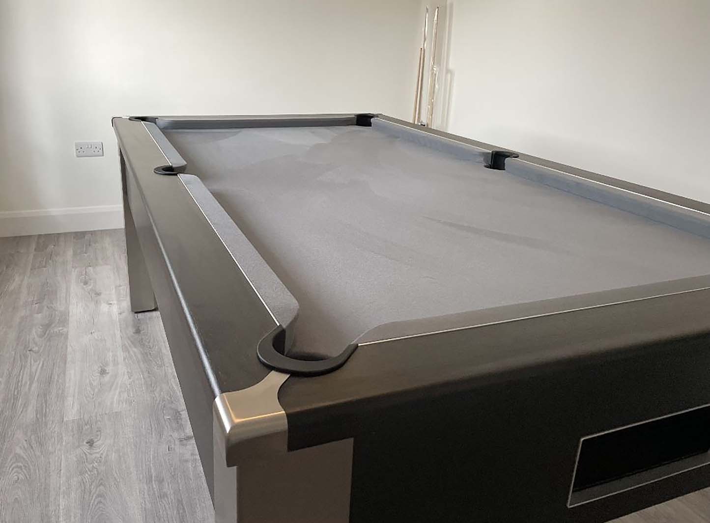 Games room pool table grey and black