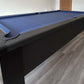 Black pool table blue cloth