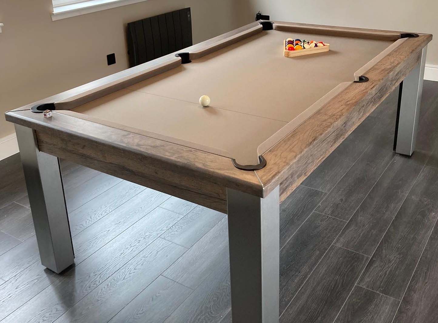 Tan coloured cloth pool table